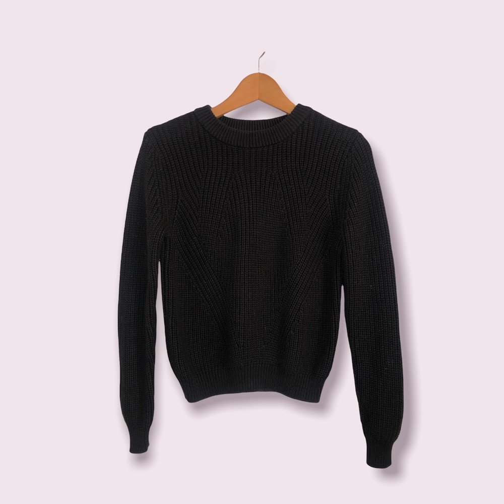 Basic Knit Crewneck Sweater - Black